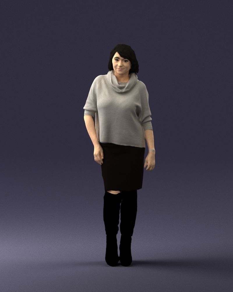 Woman in long boots 0618 3D model_36