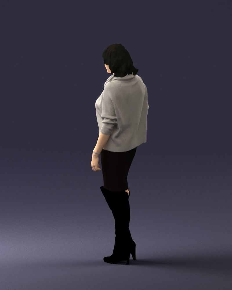 Woman in long boots 0618 3D model_12