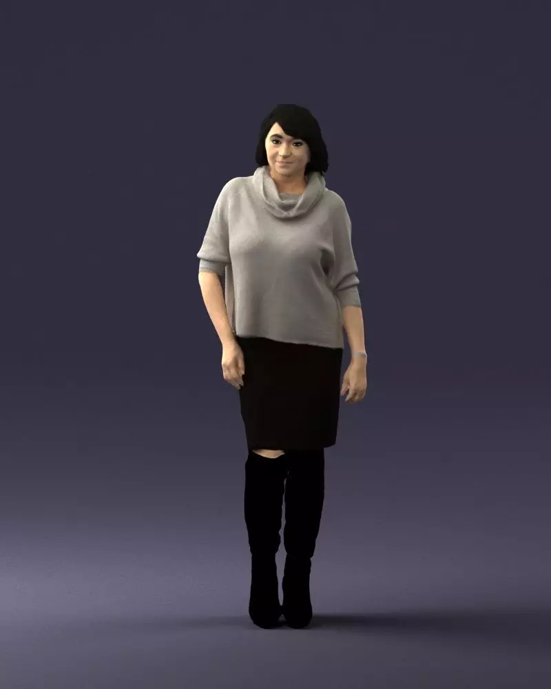 002006 Woman in long boots 0618 STL Miniature 3D print model
