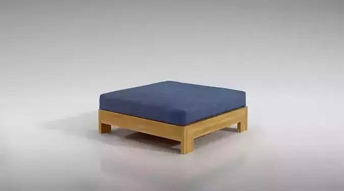 Brown Wood Cushioned Ottoman