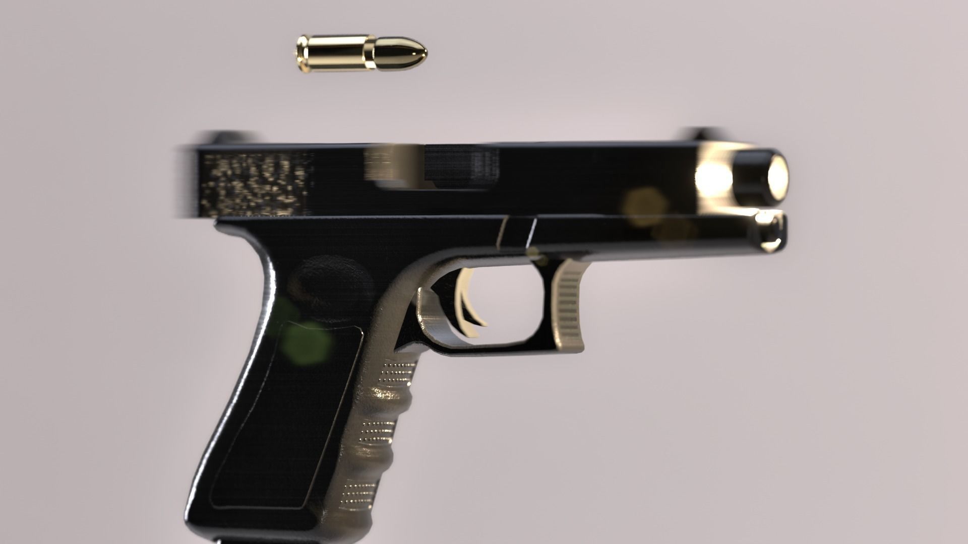 Compact Handgun Low-poly 3D model_2