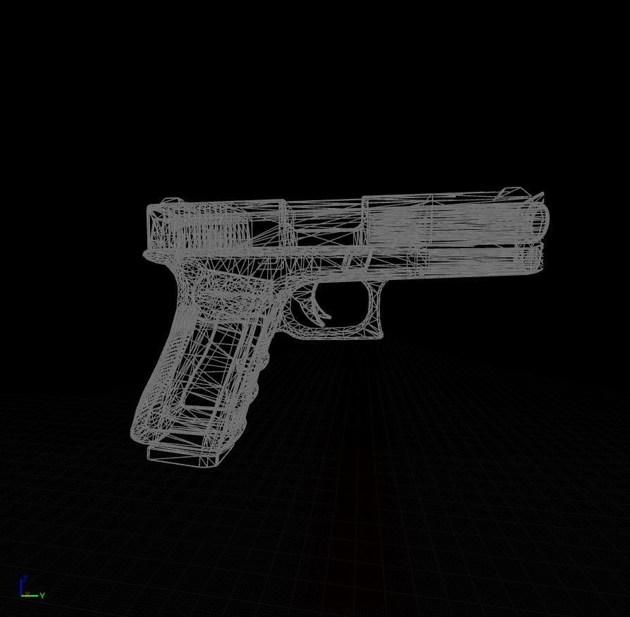 Compact Handgun Low-poly 3D model_3