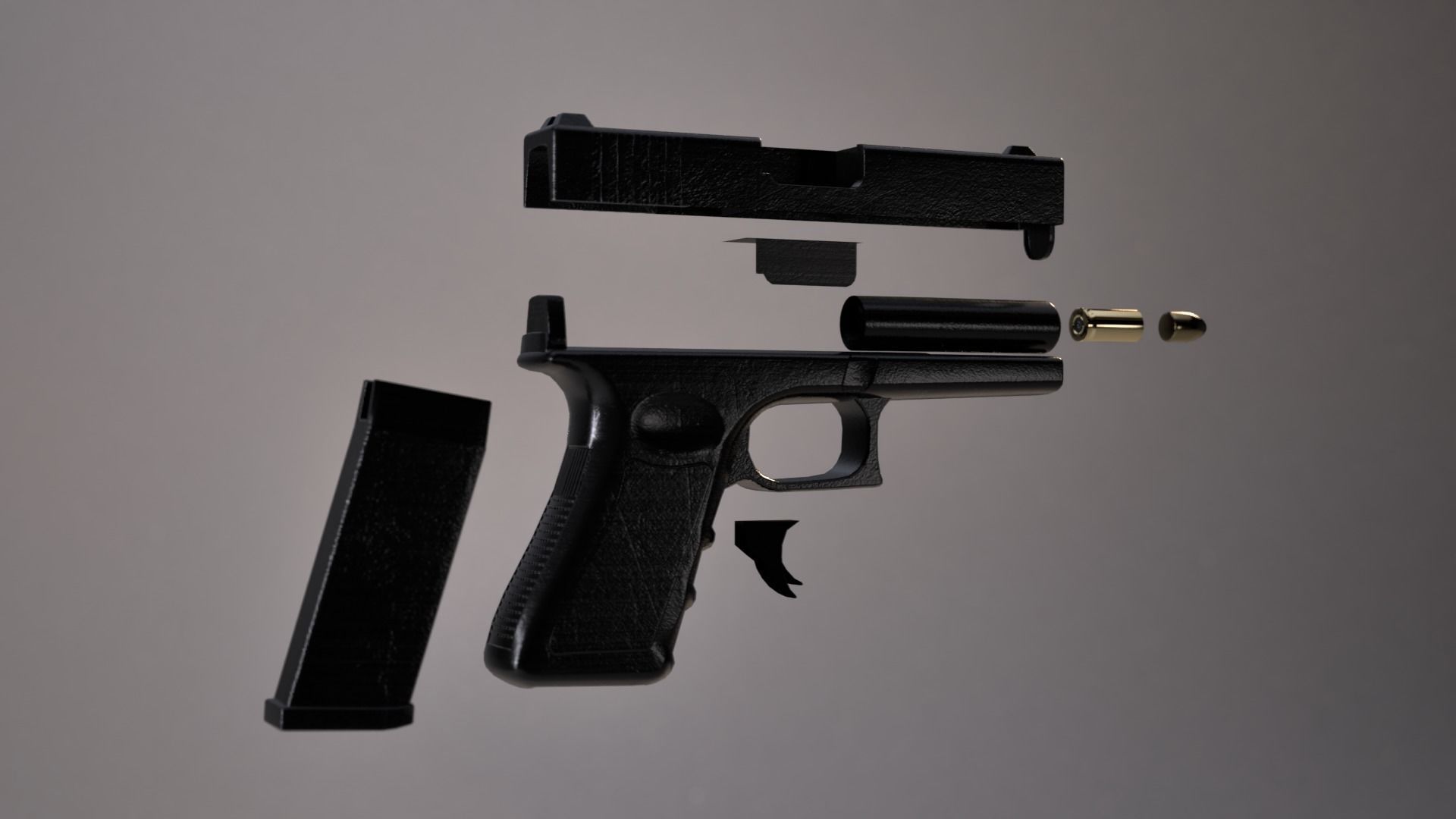 Compact Handgun Low-poly 3D model_6
