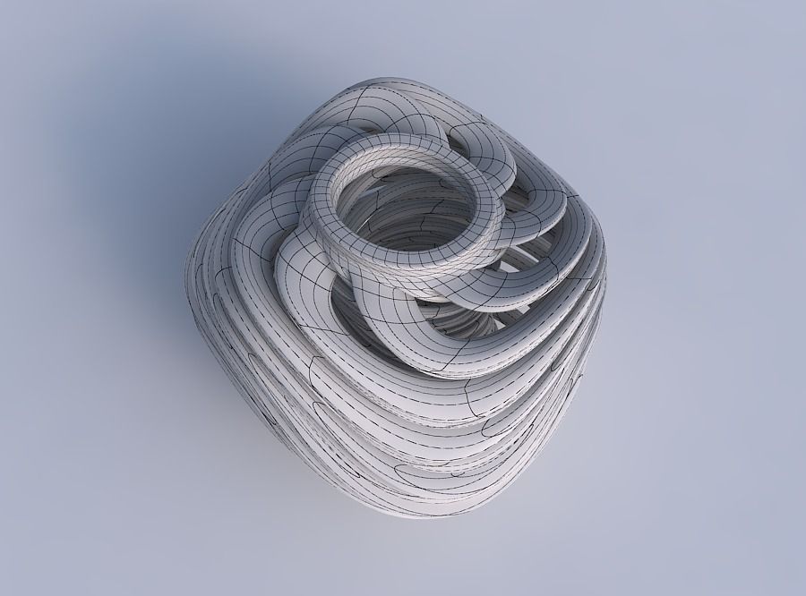 Vase wide top with twisted inner and outer lines very twisted... 3D print model_6