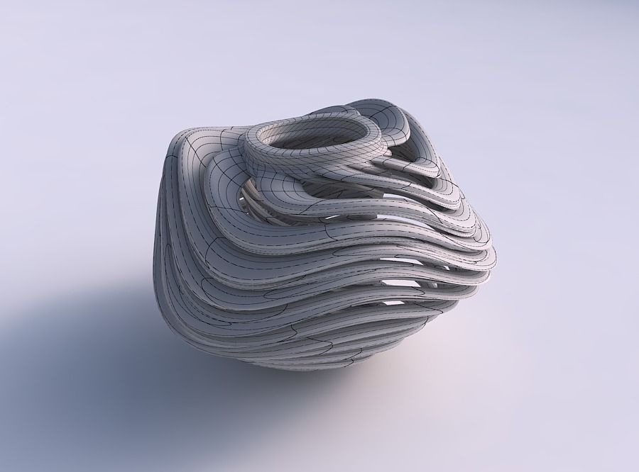 Vase wide top with twisted inner and outer lines very twisted... 3D print model_5