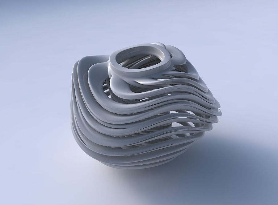 Vase wide top with twisted inner and outer lines very twisted... 3D print model_3