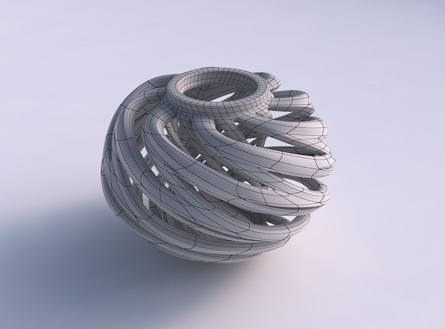 Vase wide top with twisted inner and outer lines twisted and ... 3D print model_5