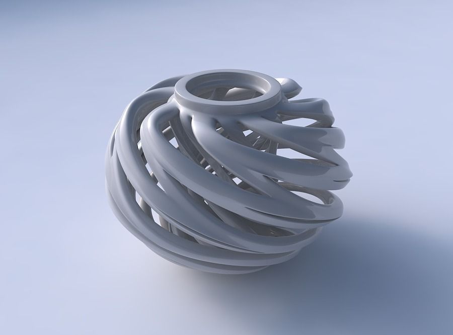 Vase wide top with twisted inner and outer lines twisted and ... 3D print model_3