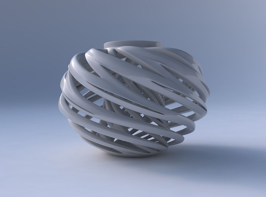 Vase wide top with twisted inner and outer lines twisted and ... 3D print model_4