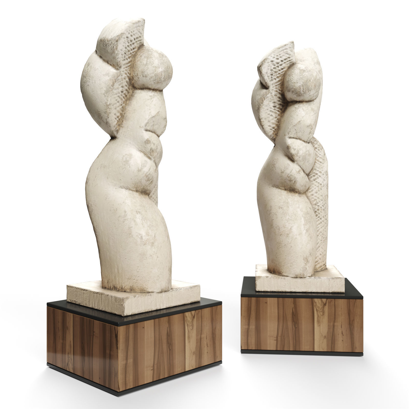 Abstract modern sculpture plaster 3D model_2