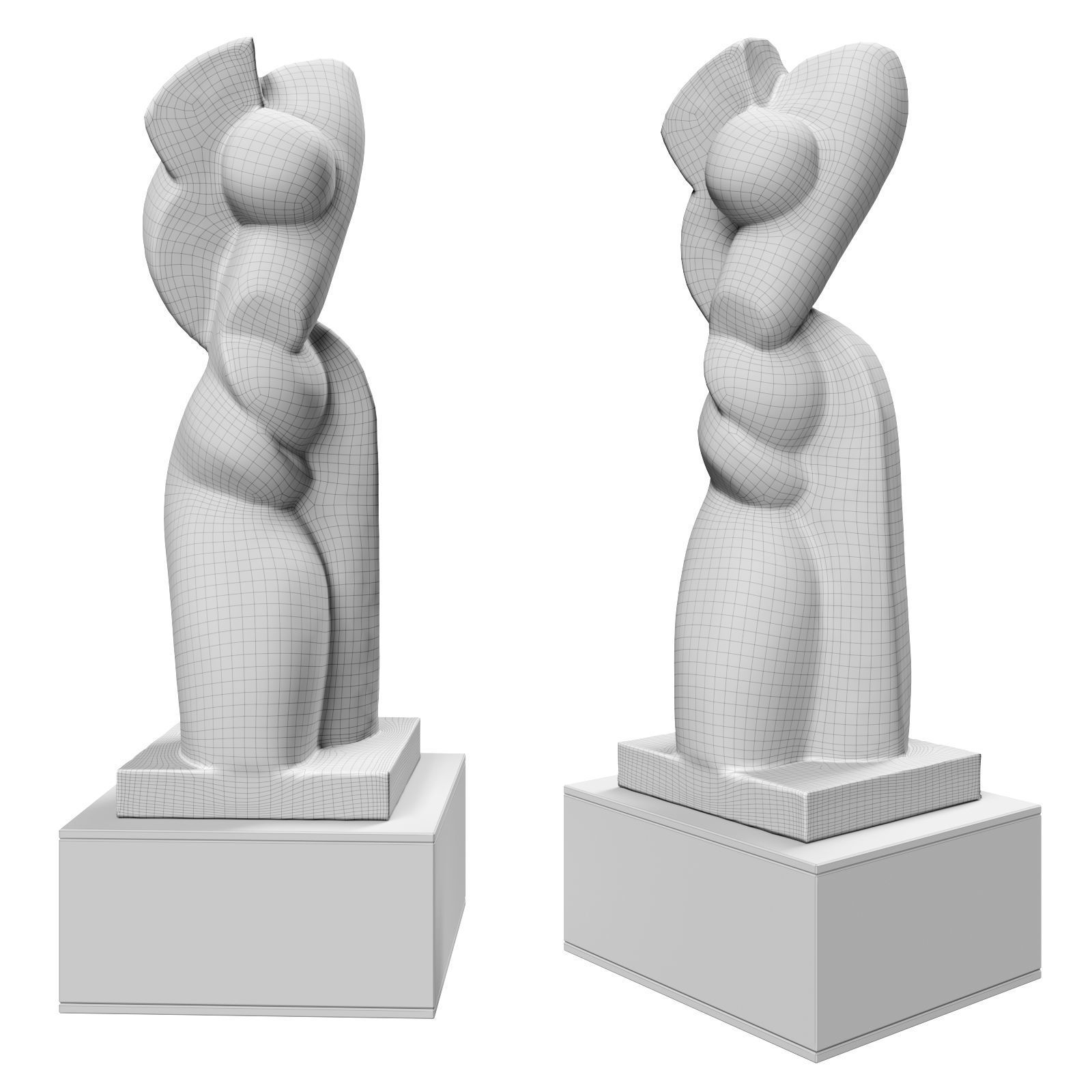 Abstract modern sculpture plaster 3D model_3