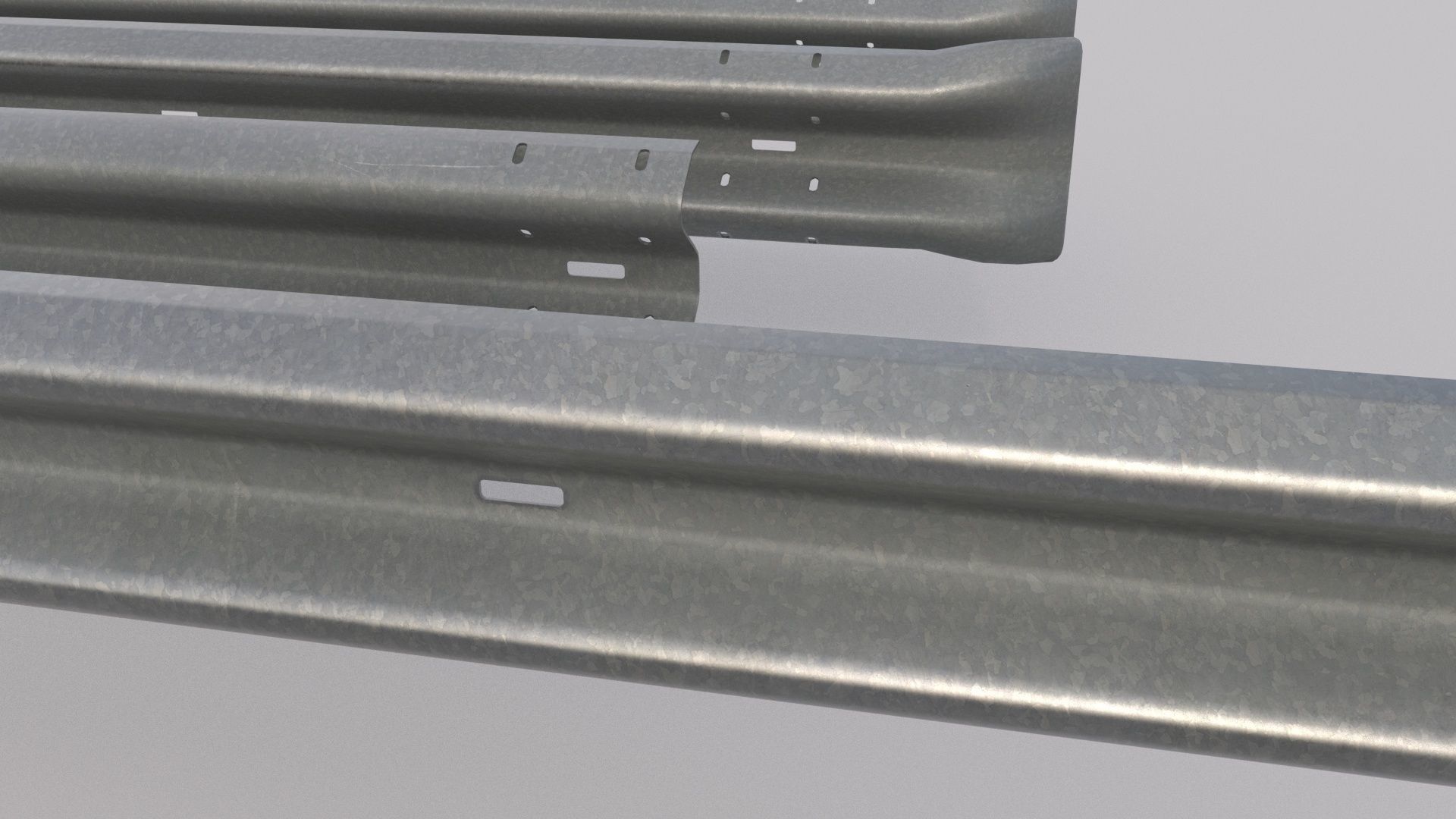Road Barrier Guardrail Pack Low-poly 3D model_8