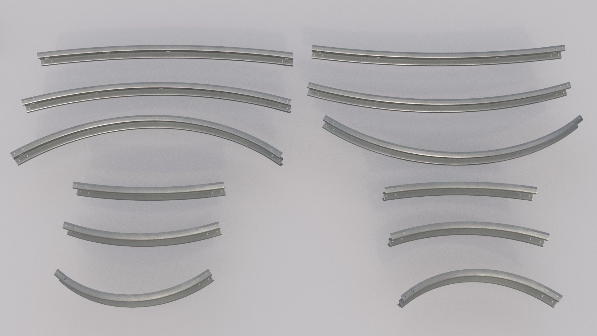 Road Barrier Guardrail Pack Low-poly 3D model_10