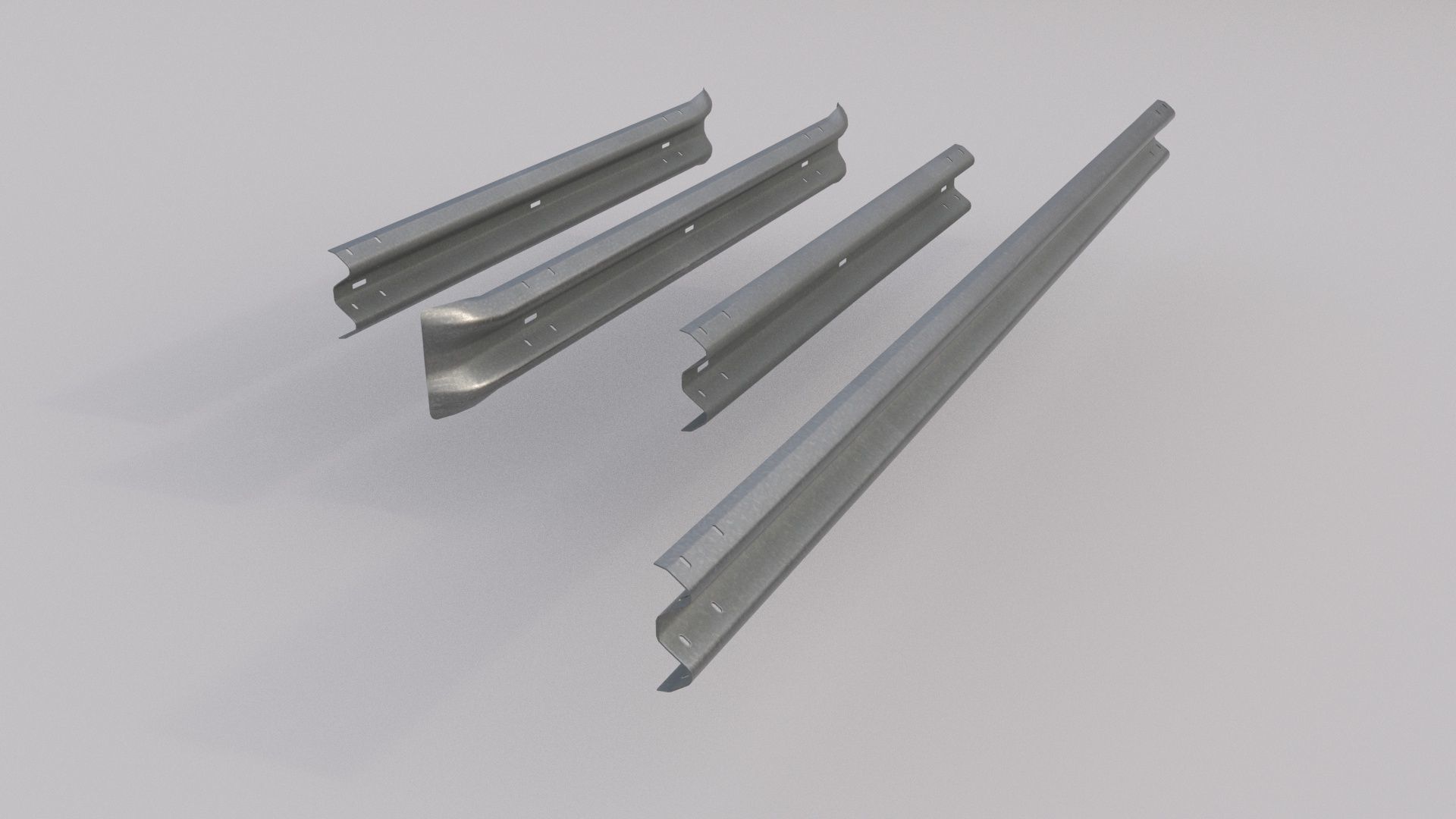 Road Barrier Guardrail Pack Low-poly 3D model_9