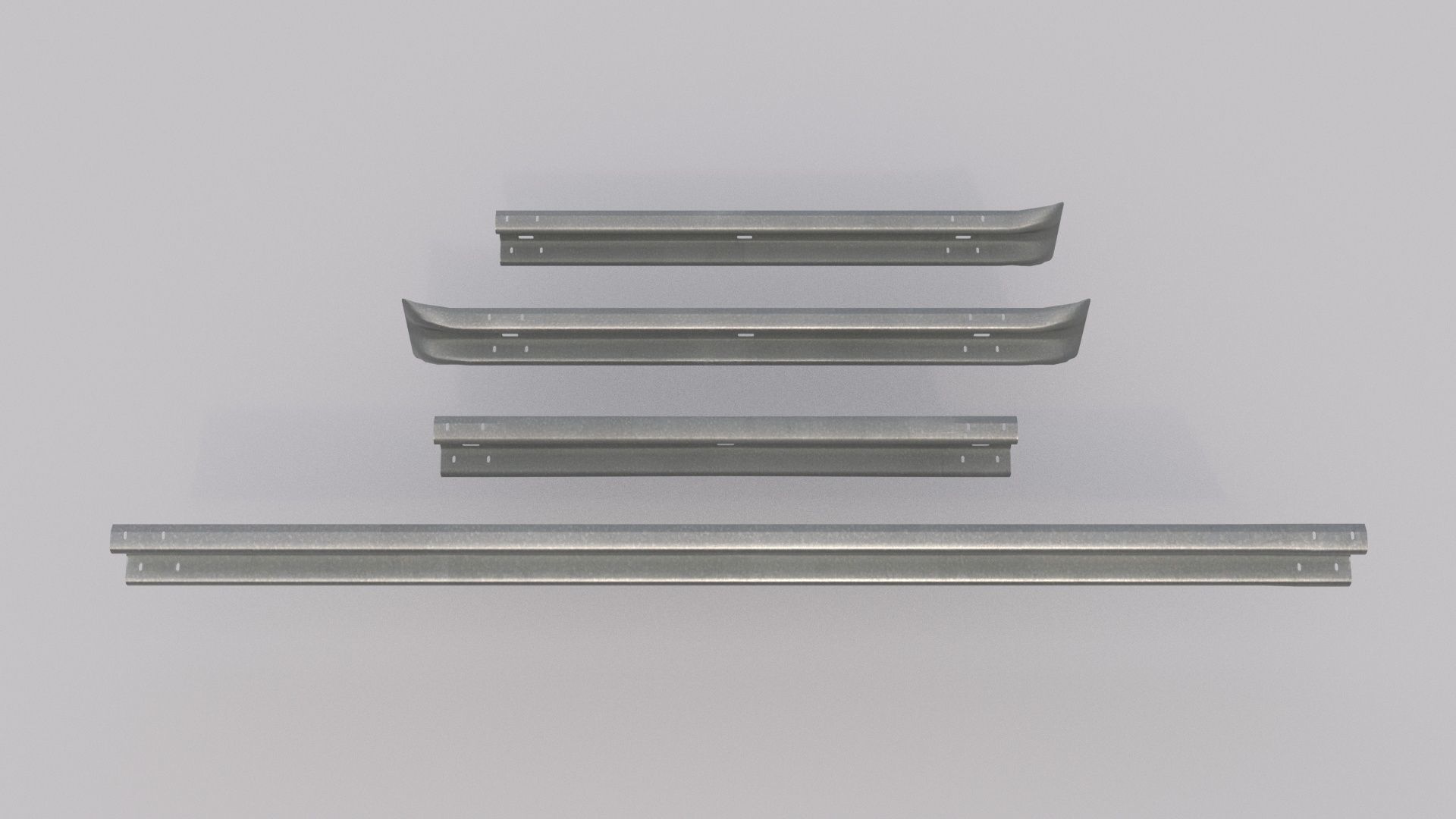 Road Barrier Guardrail Pack Low-poly 3D model_7
