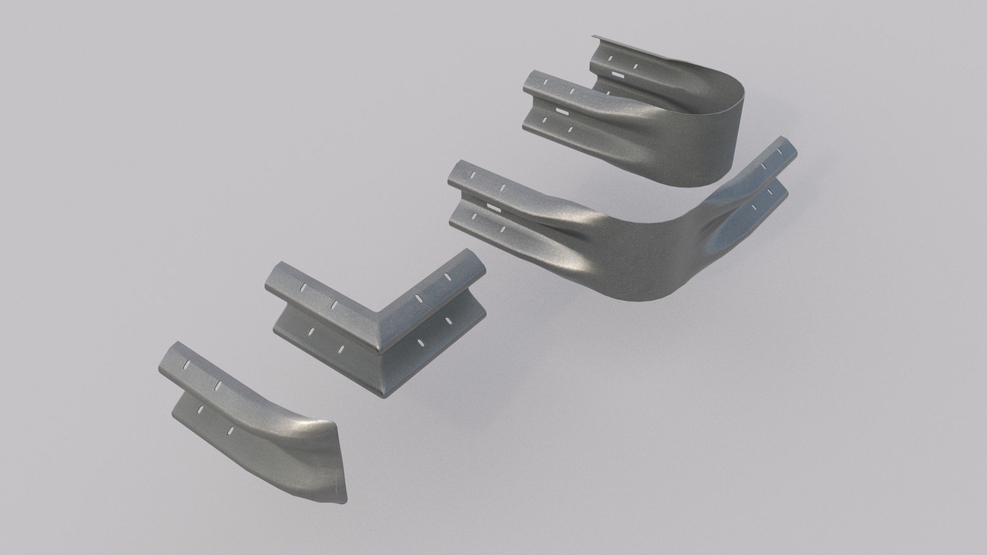 Road Barrier Guardrail Pack Low-poly 3D model_6