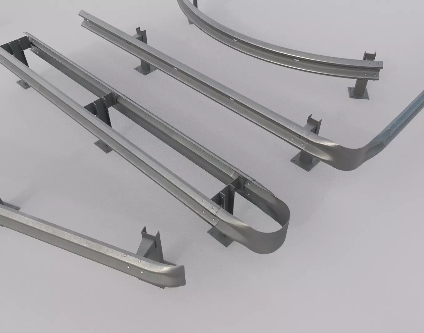 Road Barrier Guardrail Pack Low-poly 3D model_0