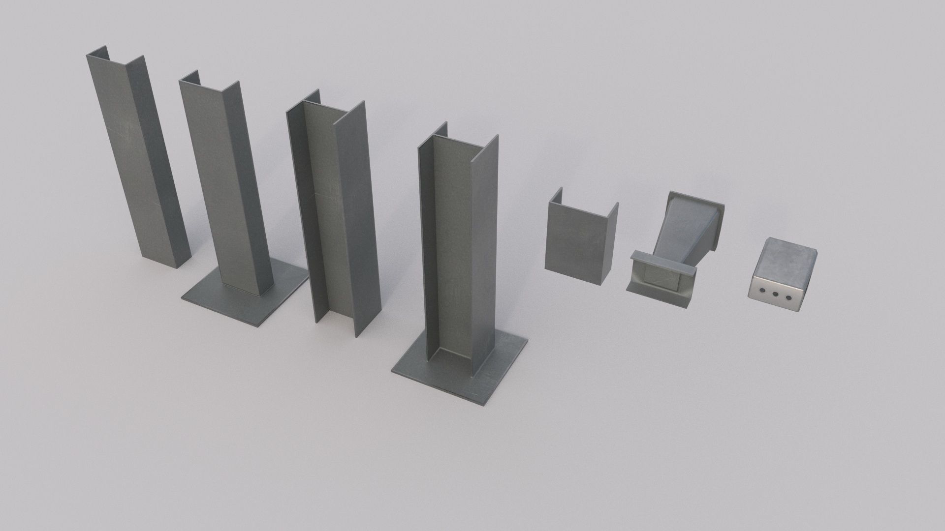 Road Barrier Guardrail Pack Low-poly 3D model_5