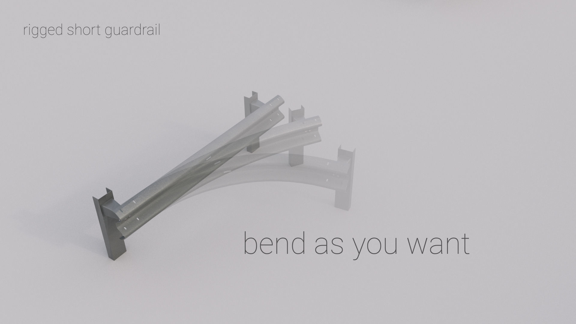 Road Barrier Guardrail Pack Low-poly 3D model_11