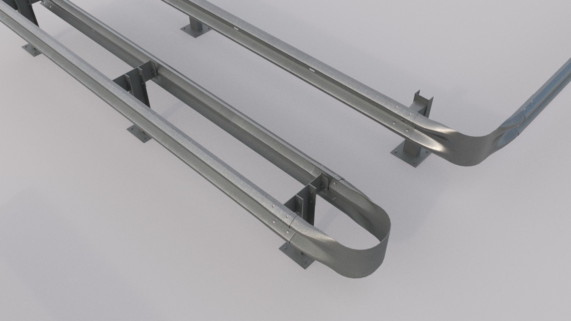 Road Barrier Guardrail Pack Low-poly 3D model_3