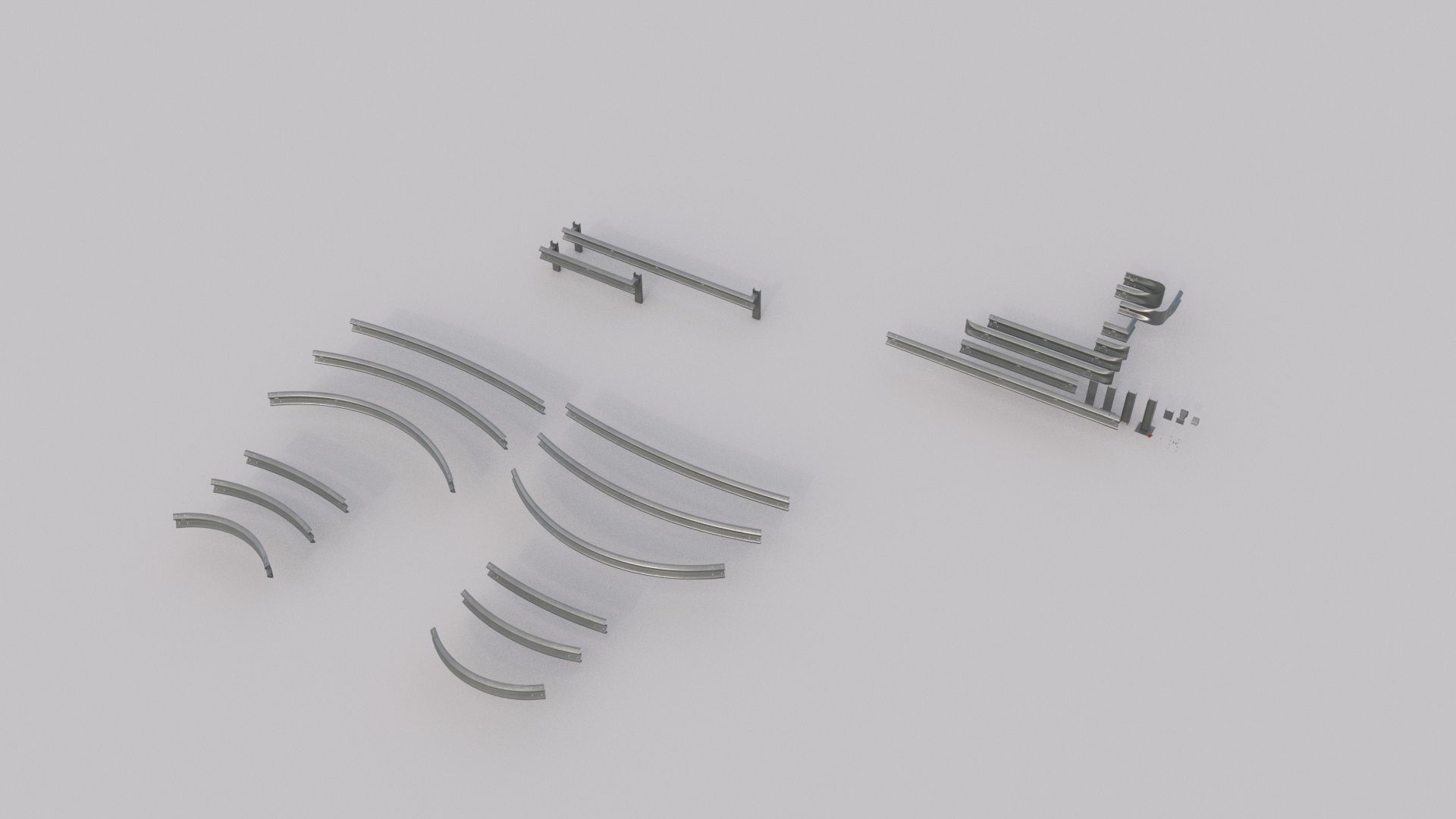 Road Barrier Guardrail Pack Low-poly 3D model_13