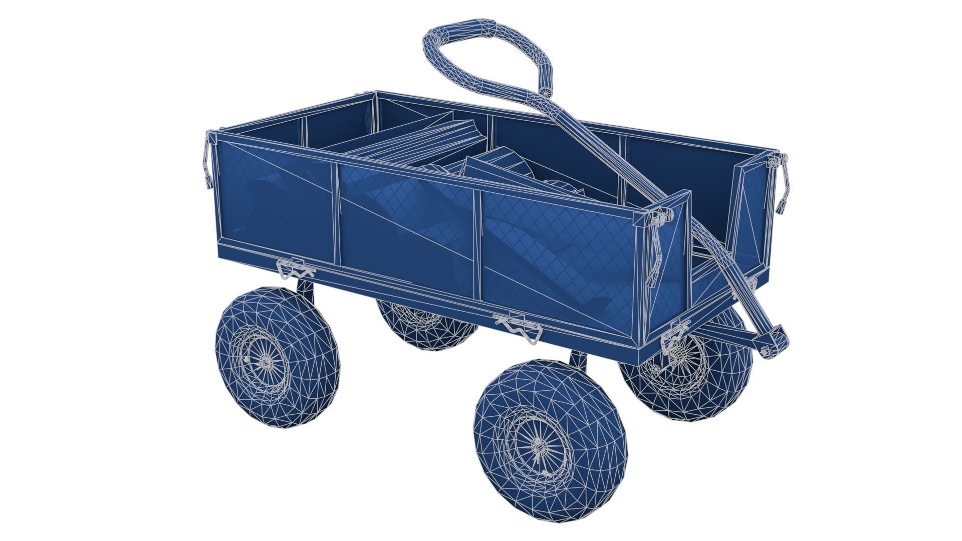 Trolley With Firewood Low-poly 3D model_20