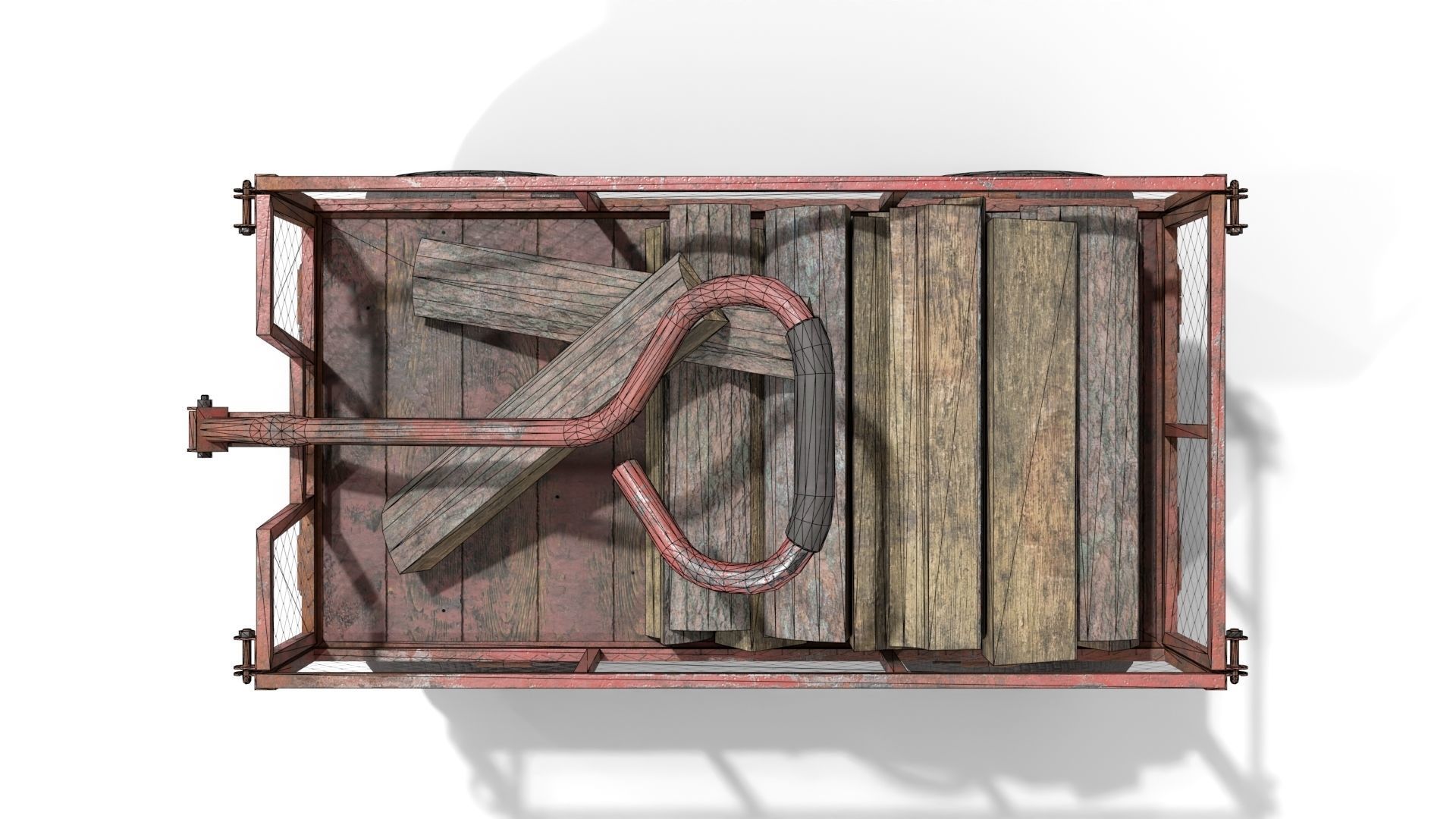 Trolley With Firewood Low-poly 3D model_14