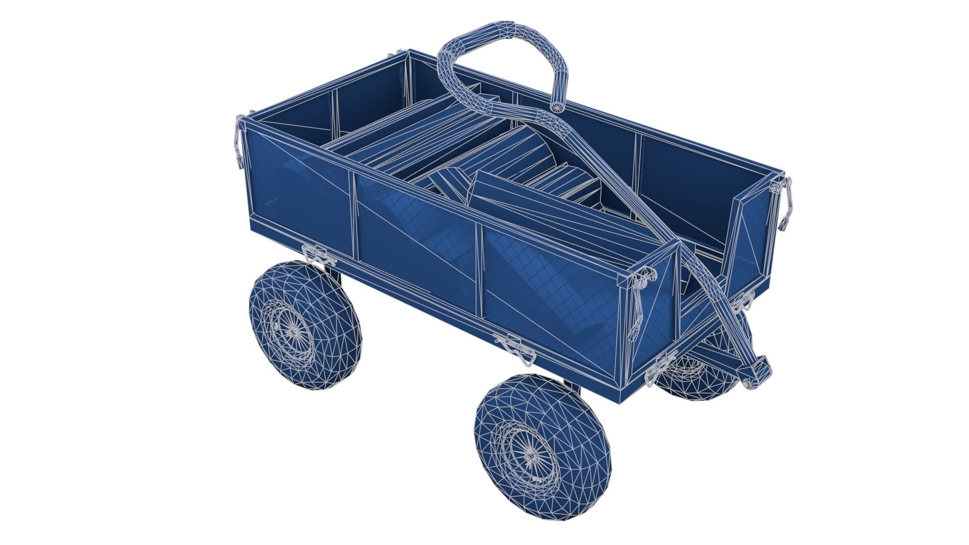 Trolley With Firewood Low-poly 3D model_28