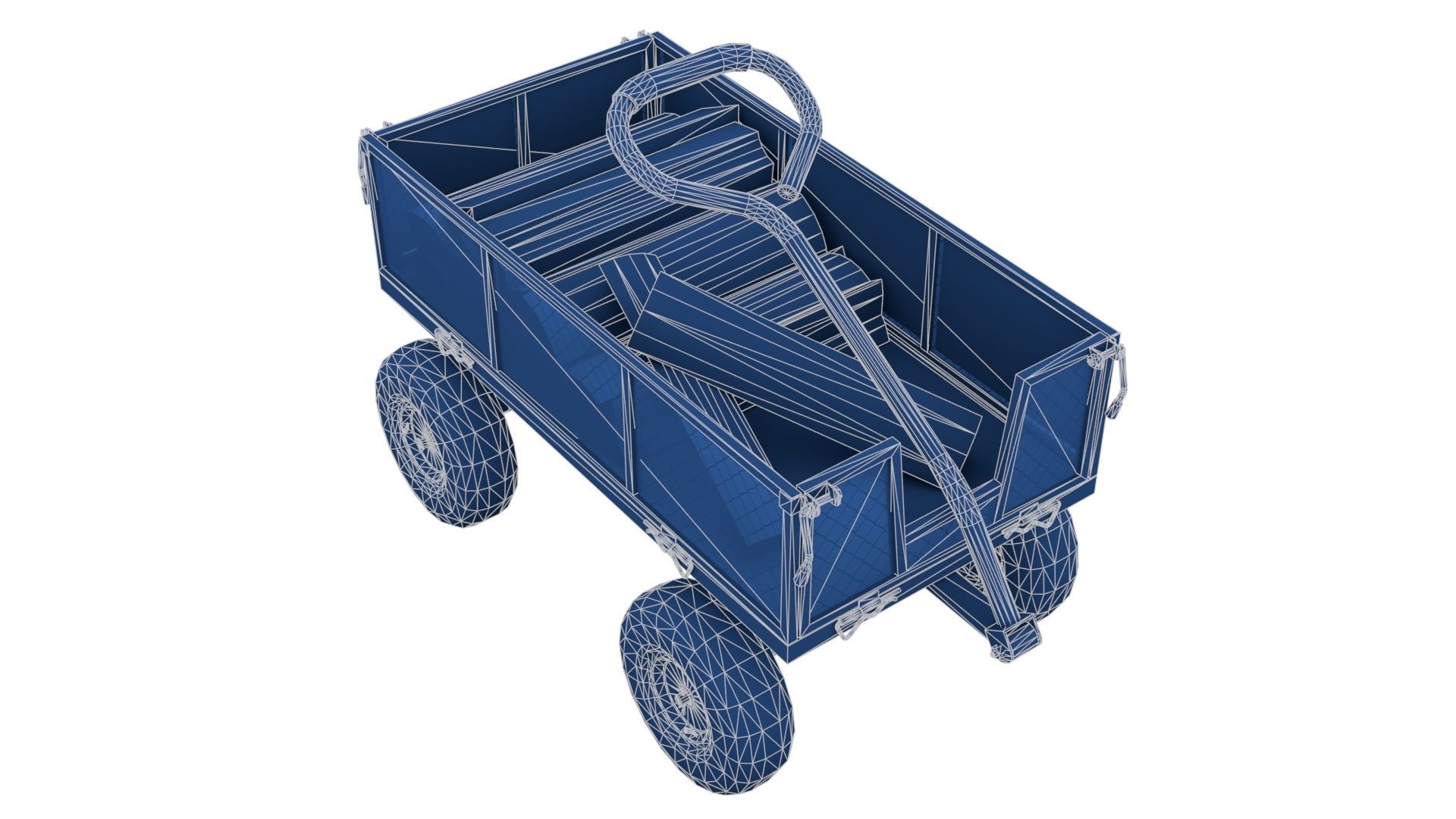 Trolley With Firewood Low-poly 3D model_22