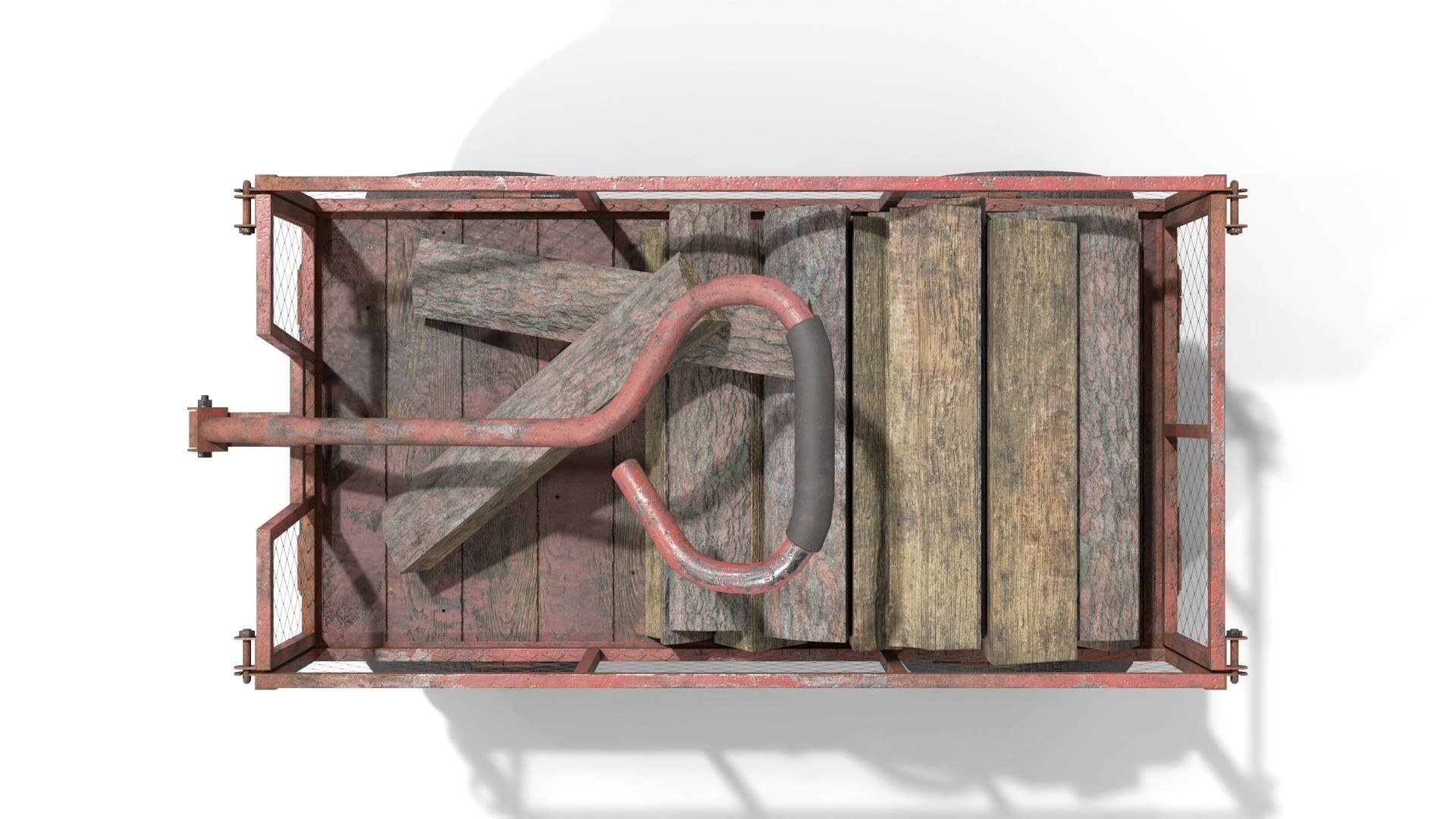 Trolley With Firewood Low-poly 3D model_4