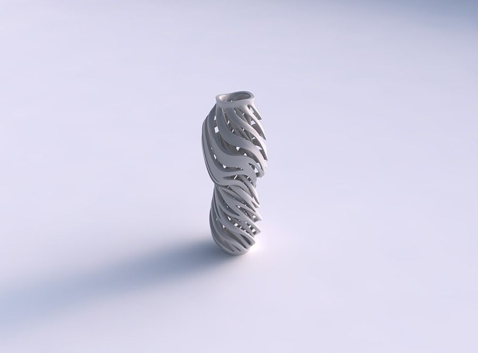 Vase wide top with intertwining lines very twisted and tapered wavy