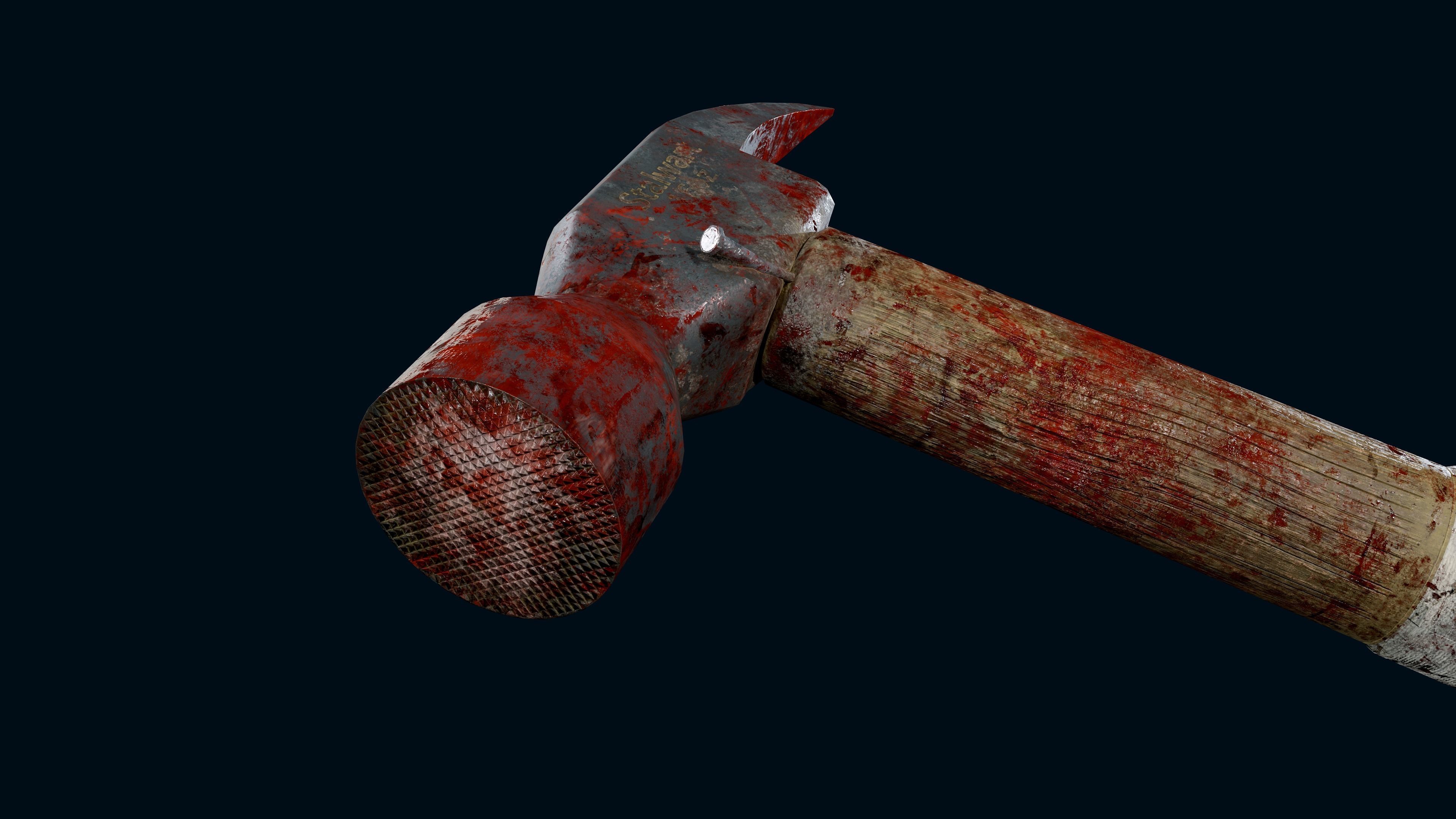 Bloody Hammer Low-poly 3D model_2
