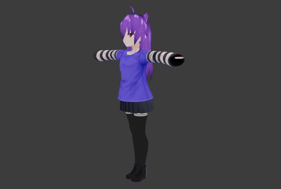SciFi 3d anime kawaii girl character c24 Low-poly 3D model_3