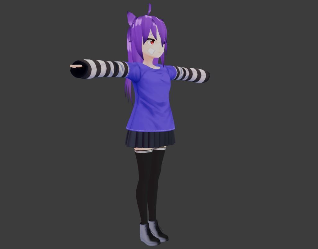 SciFi 3d anime kawaii girl character c24 Low-poly 3D model_2