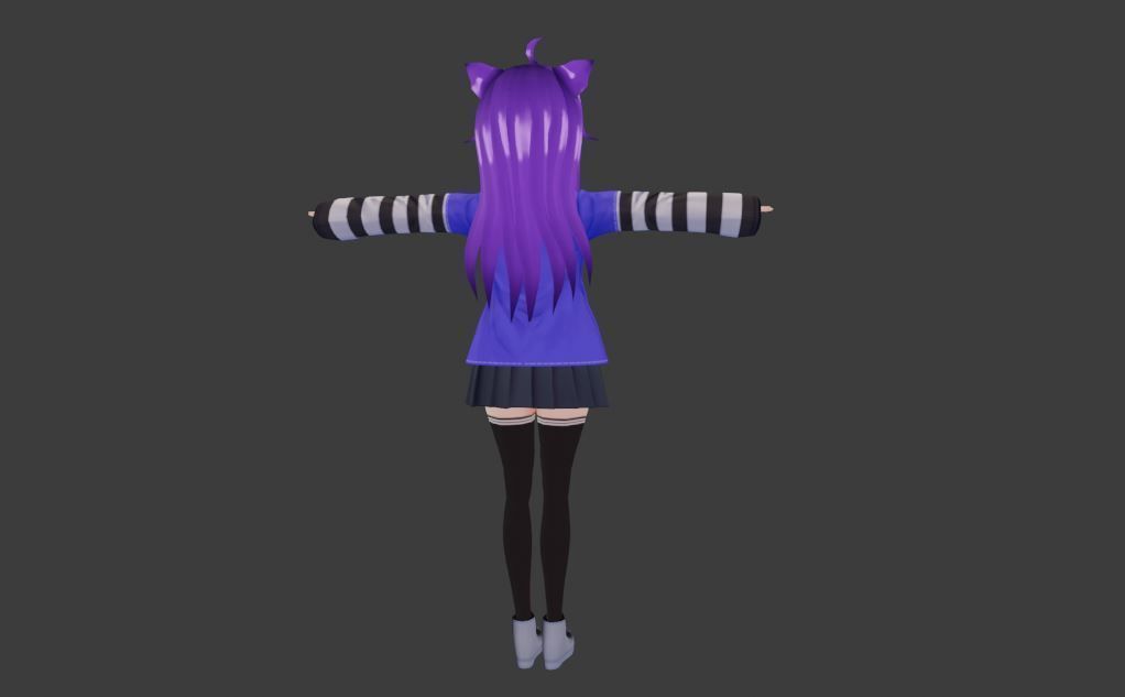 SciFi 3d anime kawaii girl character c24 Low-poly 3D model_5