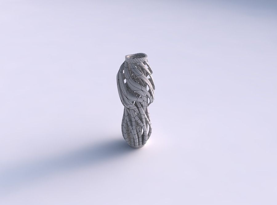 Vase wide top with intertwining lines twisted and tapered wavy 3D print model_5