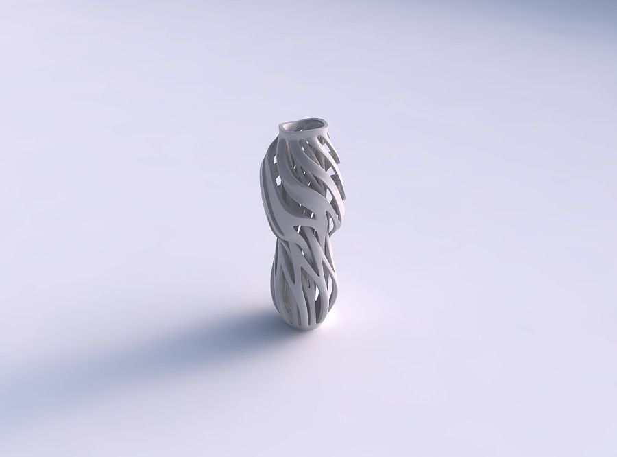 Vase wide top with intertwining lines twisted and tapered wavy 3D print model_0