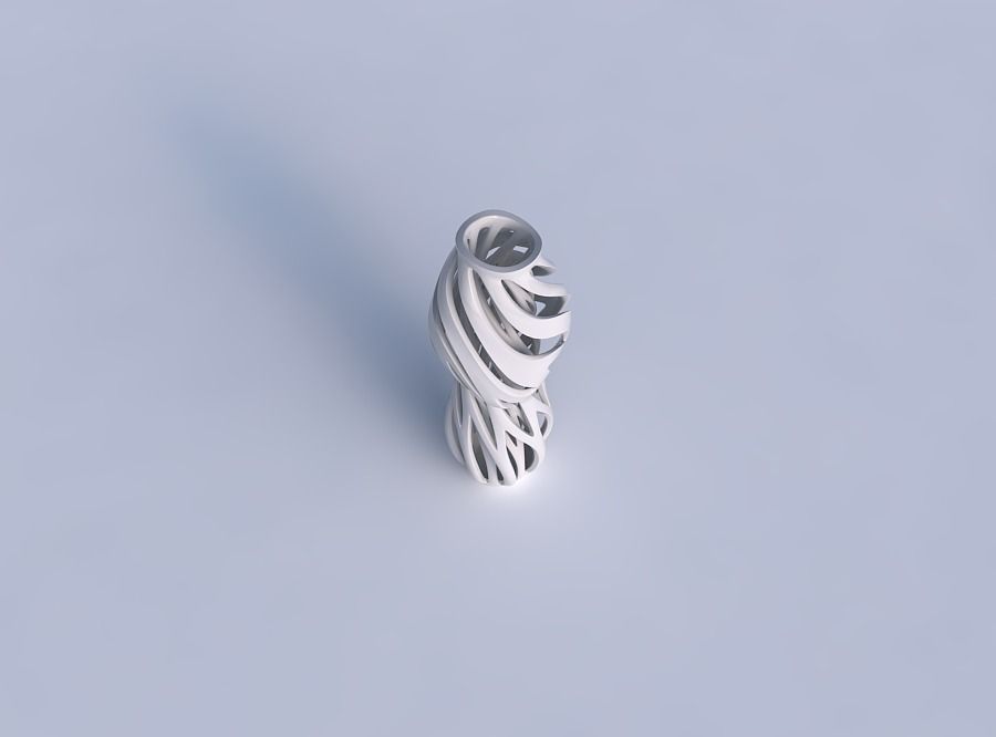 Vase wide top with intertwining lines twisted and tapered wavy 3D print model_1