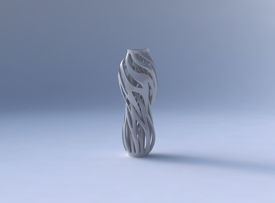 Vase wide top with intertwining lines twisted and tapered wavy 3D print model_4