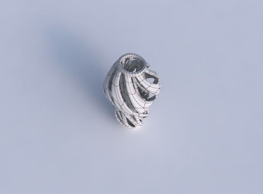 Vase wide top with intertwining lines twisted wavy 3D print model_6