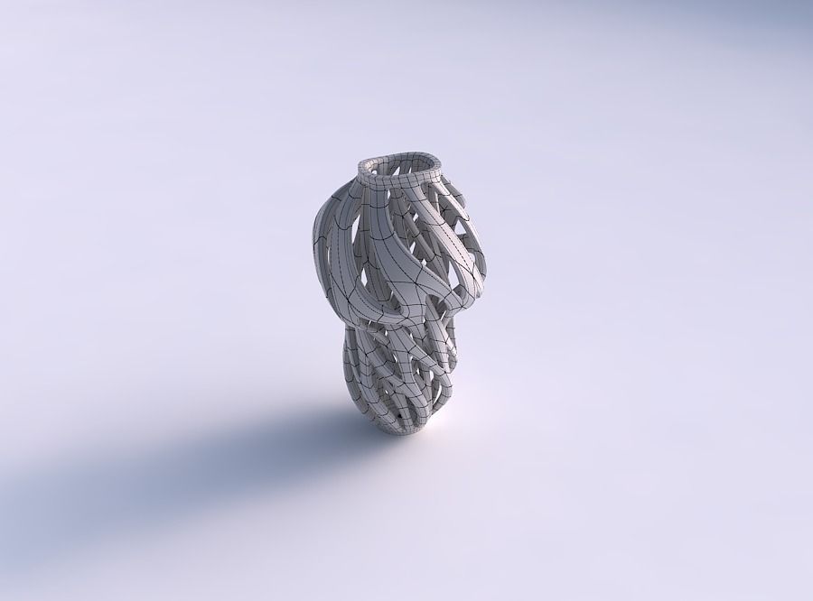 Vase wide top with intertwining lines twisted wavy 3D print model_5