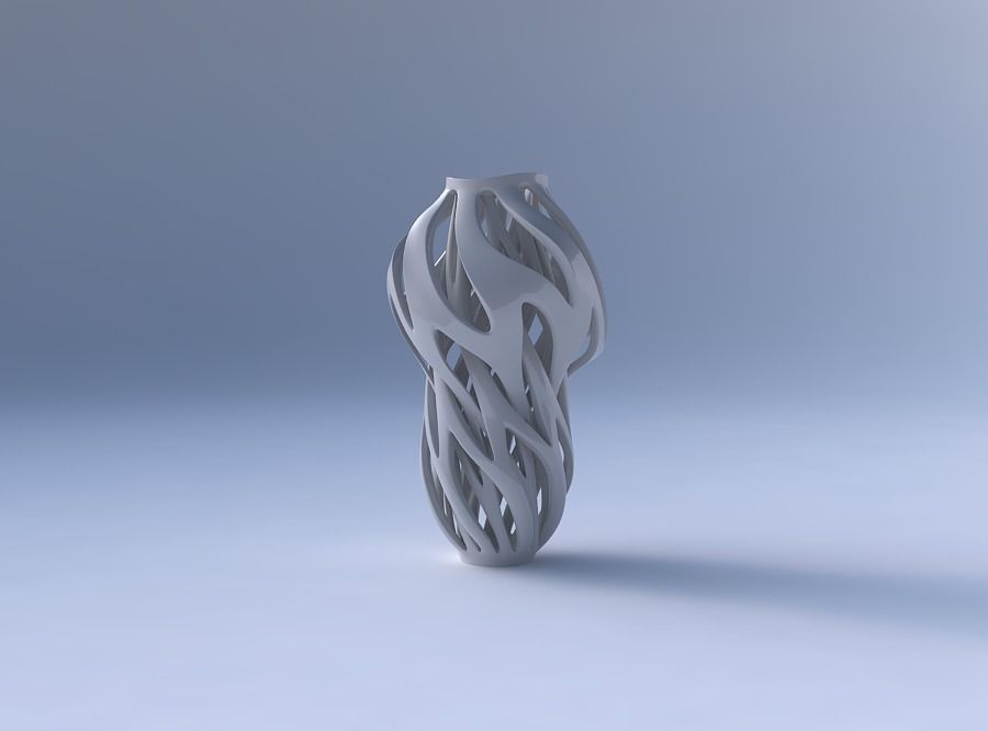 Vase wide top with intertwining lines twisted wavy 3D print model_4