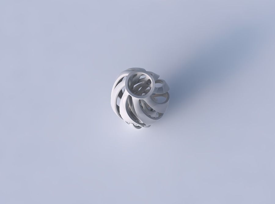 Vase wide top with intertwining lines twisted wavy 3D print model_2