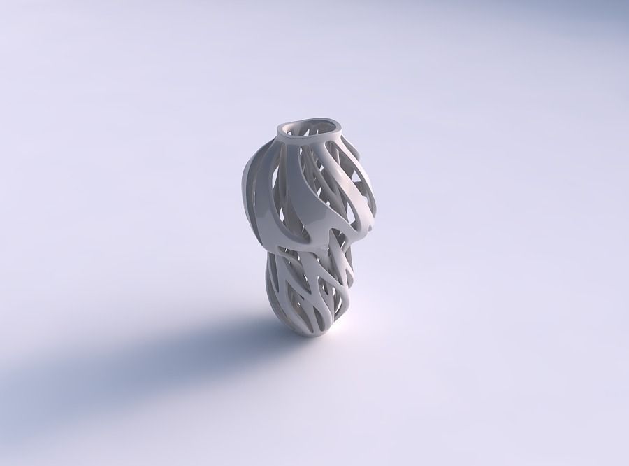 Vase wide top with intertwining lines twisted wavy 3D print model_0