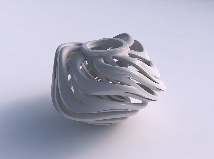 Vase wide top with twisted inner and outer lines twisted and ... 3D print model_0