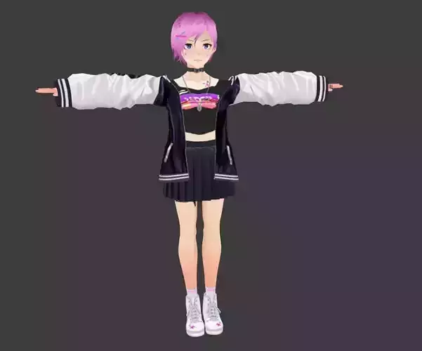 SciFi 3d anime kawaii girl character c11