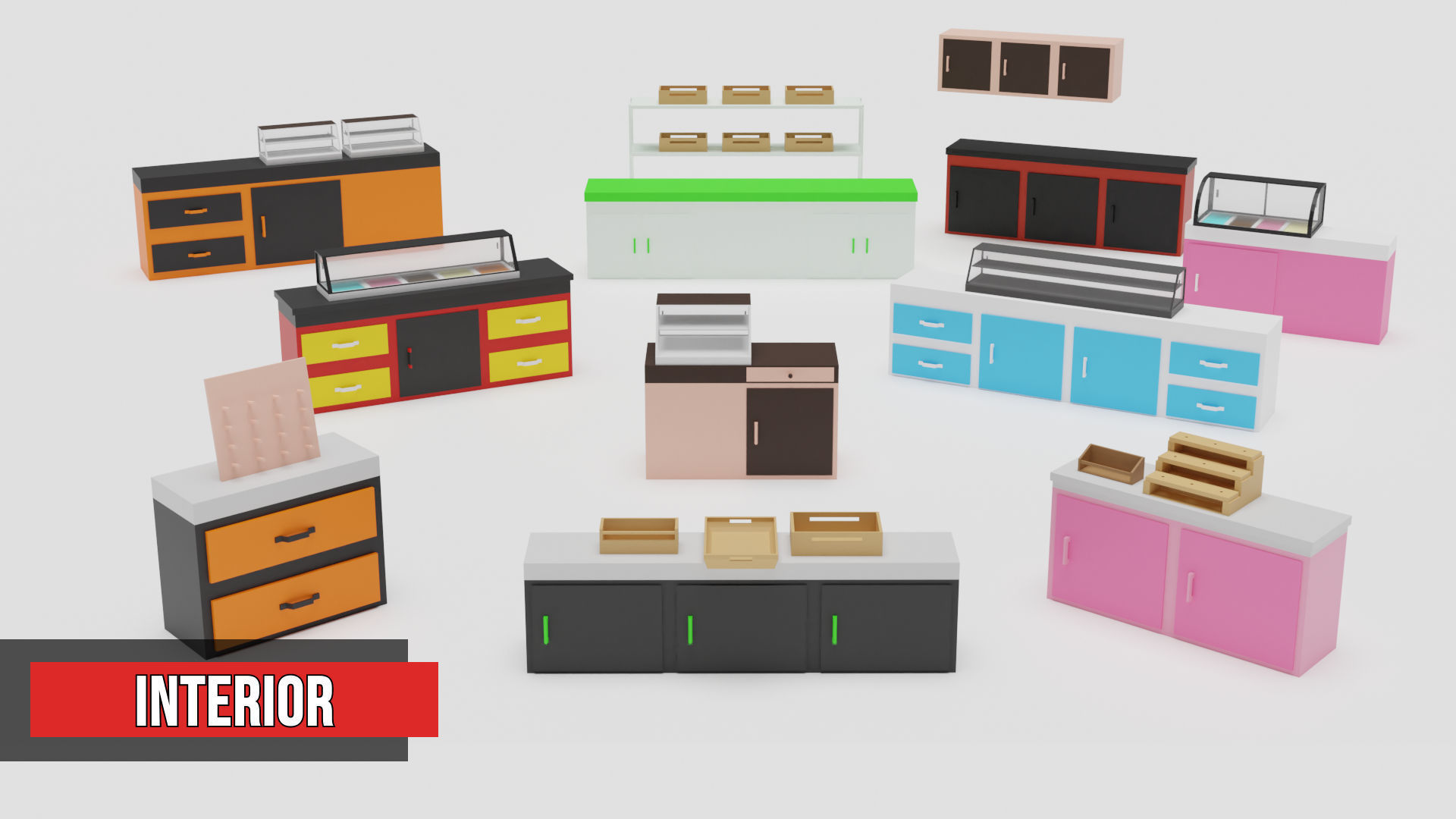 Food Cart Pack Collection Low-poly 3D model_50
