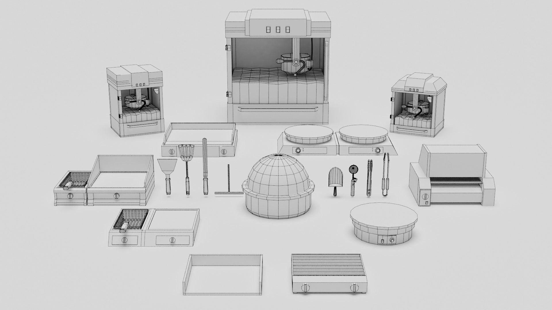 Food Cart Pack Collection Low-poly 3D model_47