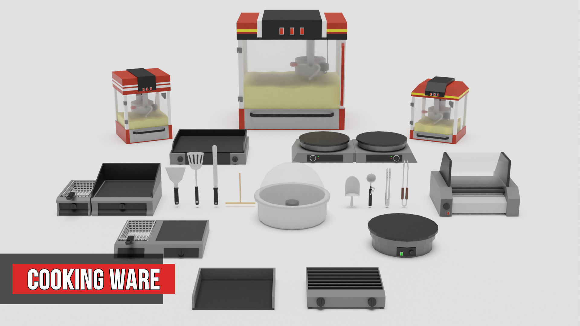 Food Cart Pack Collection Low-poly 3D model_45