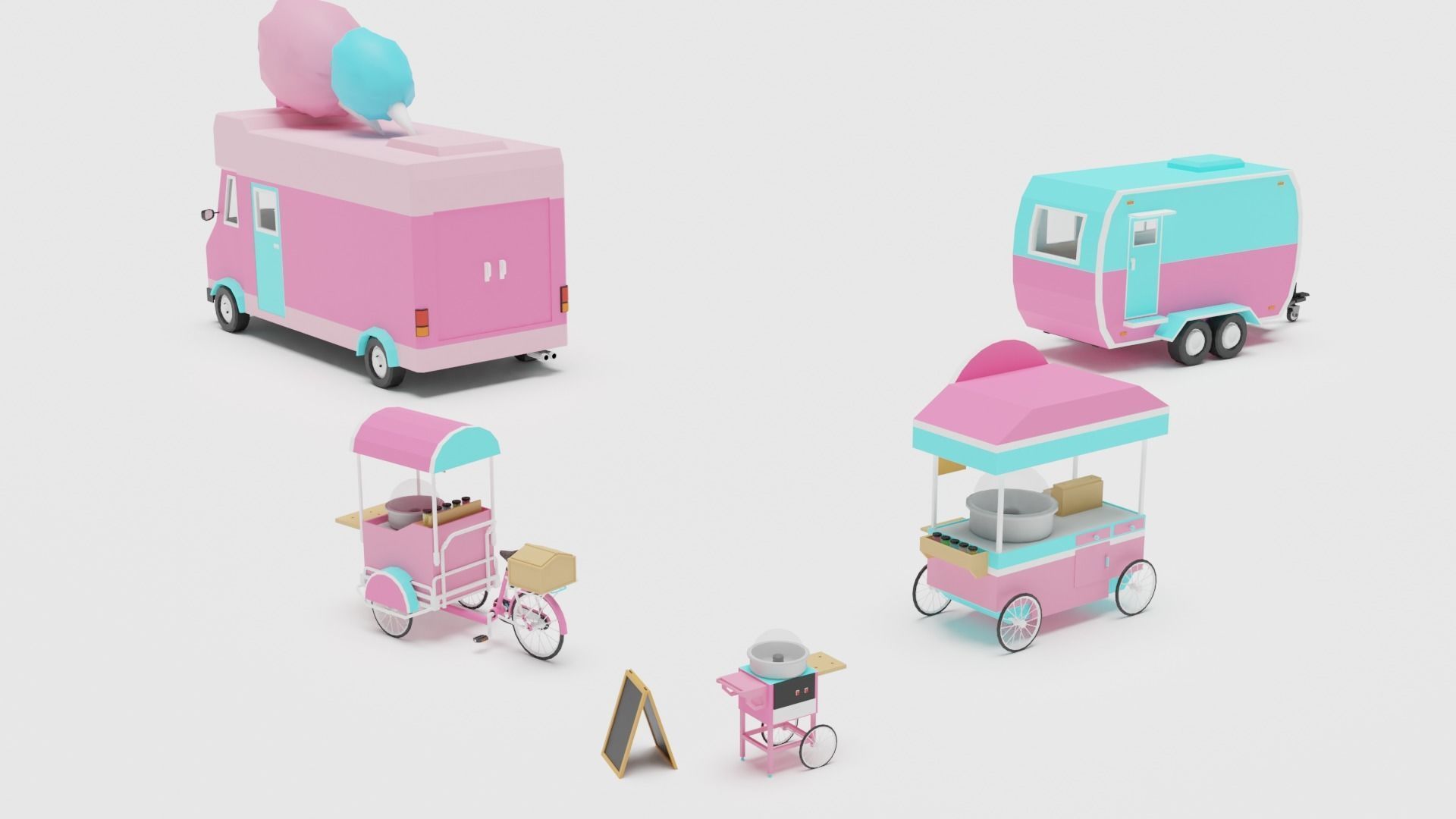 Food Cart Pack Collection Low-poly 3D model_15